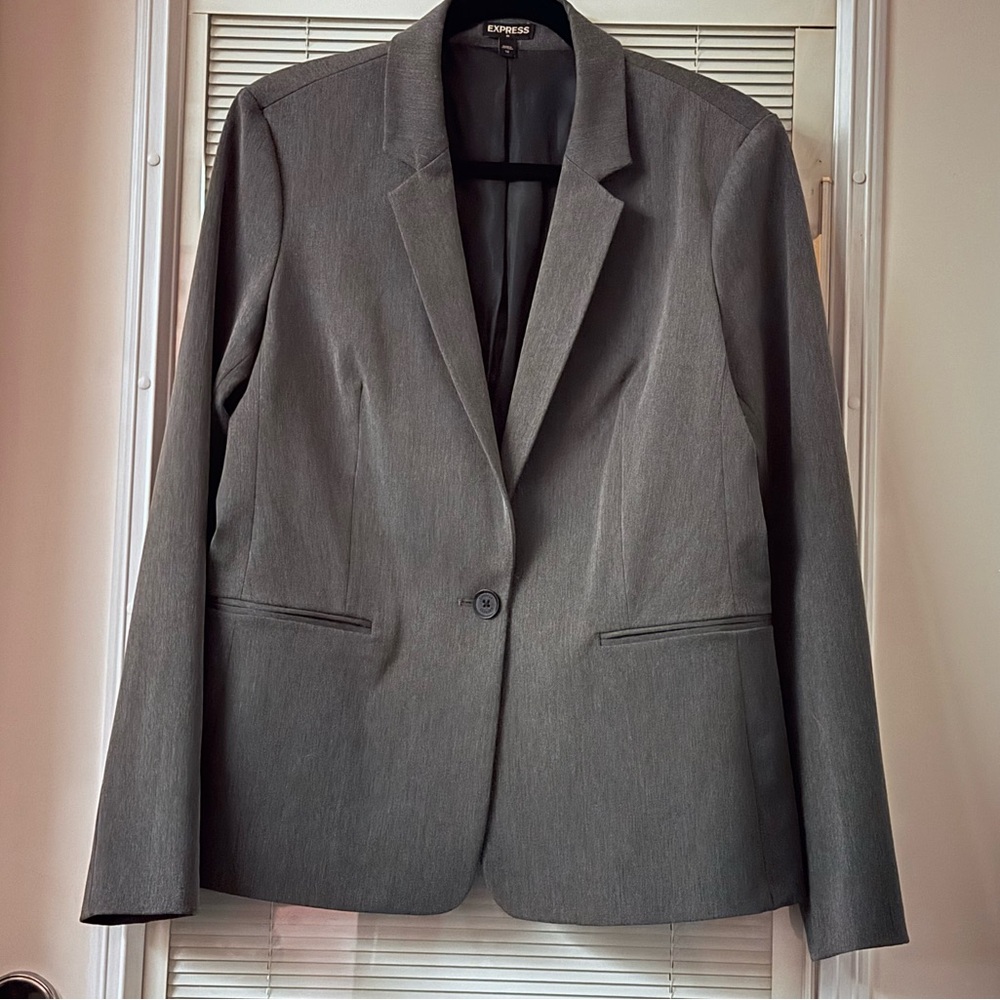 Express Women's Charcoal Blazer button
